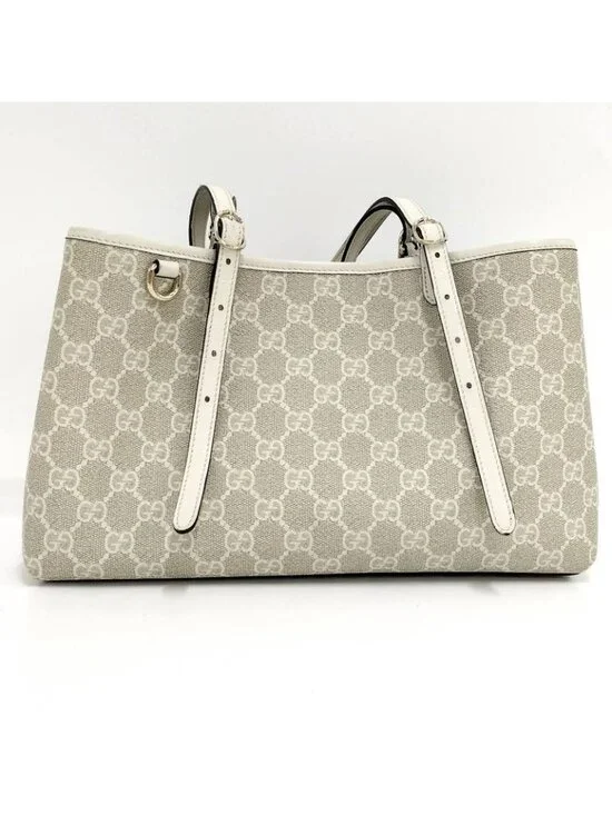 Gucci 2-Way Bag GG Emblem Leather Beige - Picture 2 of 10